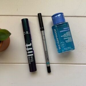 Waterproof Makeup Remover + Black Mascara &  Black Eyeliner Bundle